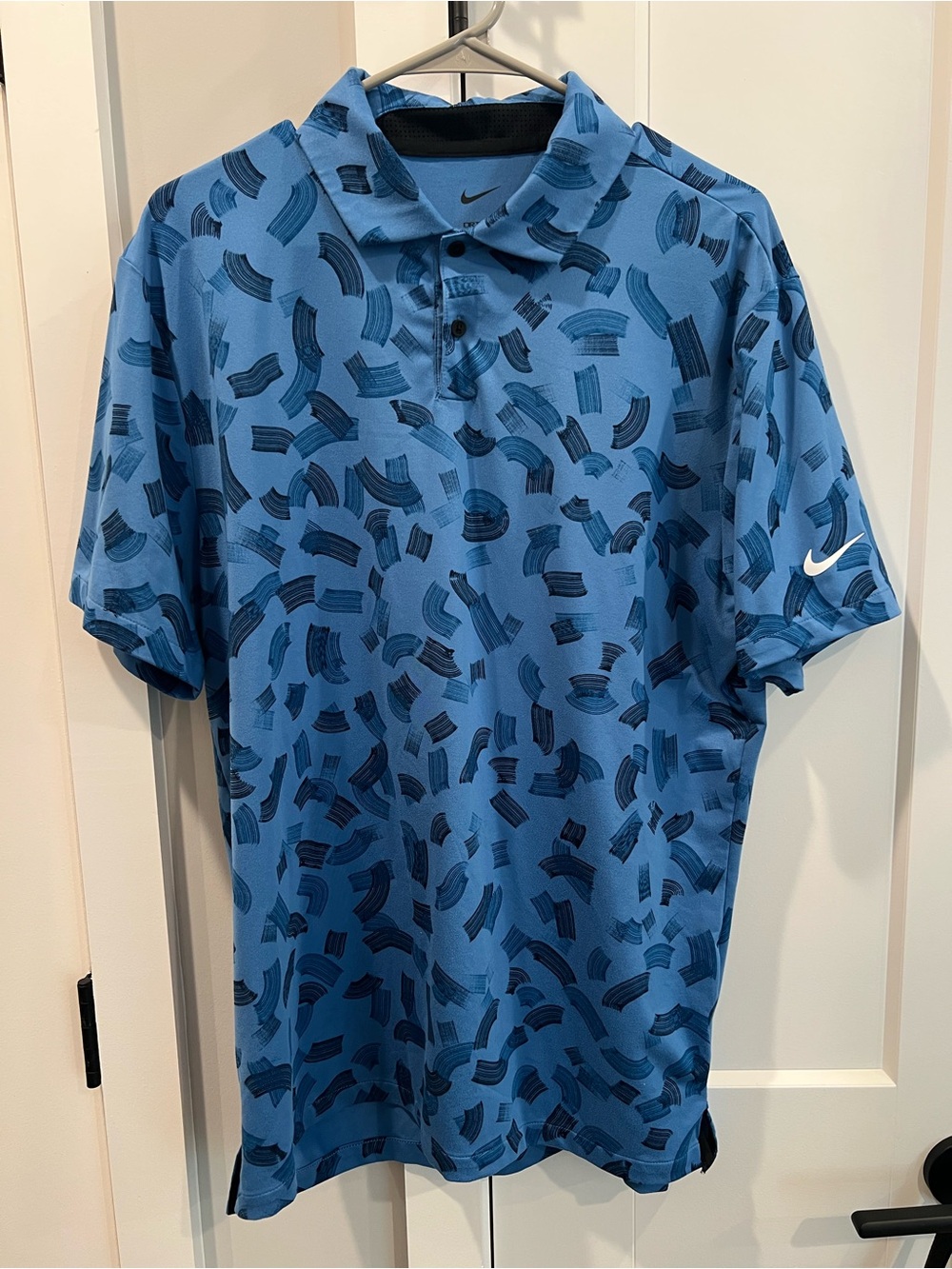 Nike Blue Short-Sleeve Performance Polo with Brushstroke Print